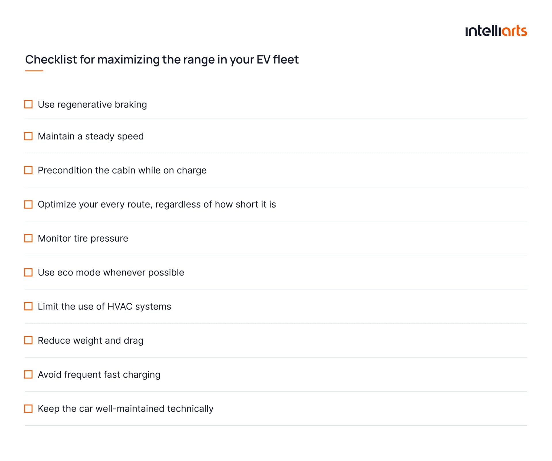 Checklist for maximizing the range in your EV fleet